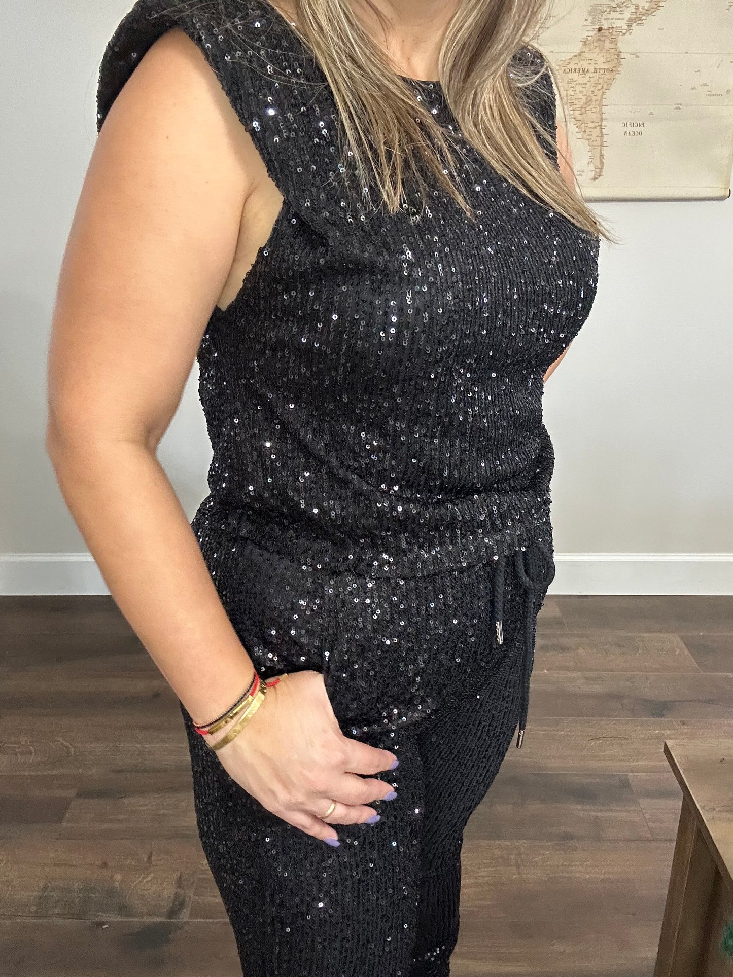 Crop Top Noir Sparkle