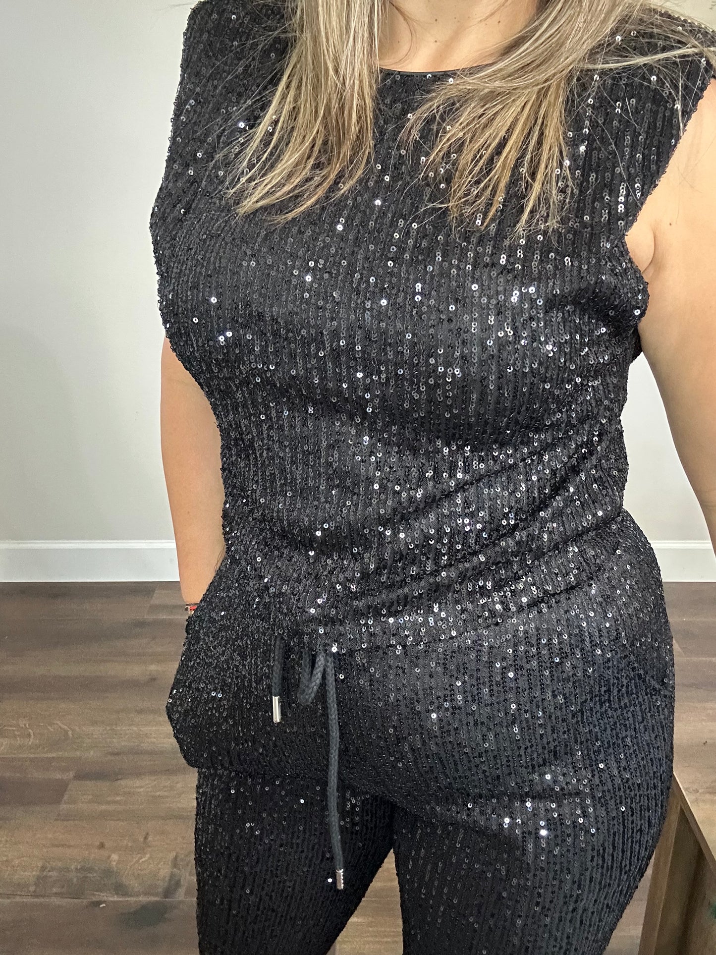 Crop Top Noir Sparkle